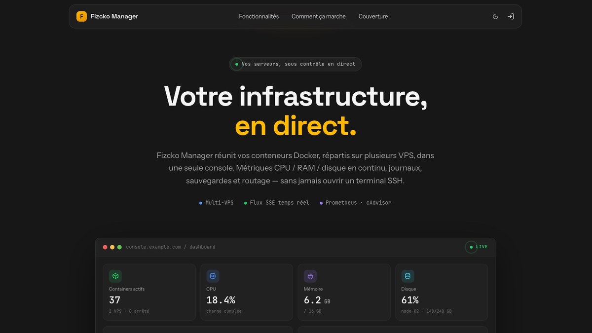 Console de supervision d'infrastructure multi-serveurs en temps réel